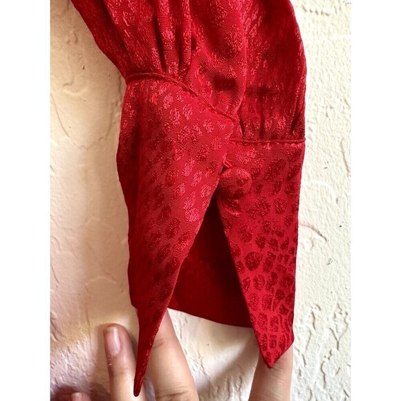 H&M Jacquard Weave Dress Women's Size 0 V Neck Wrap Over Red - Picture 15 of 16